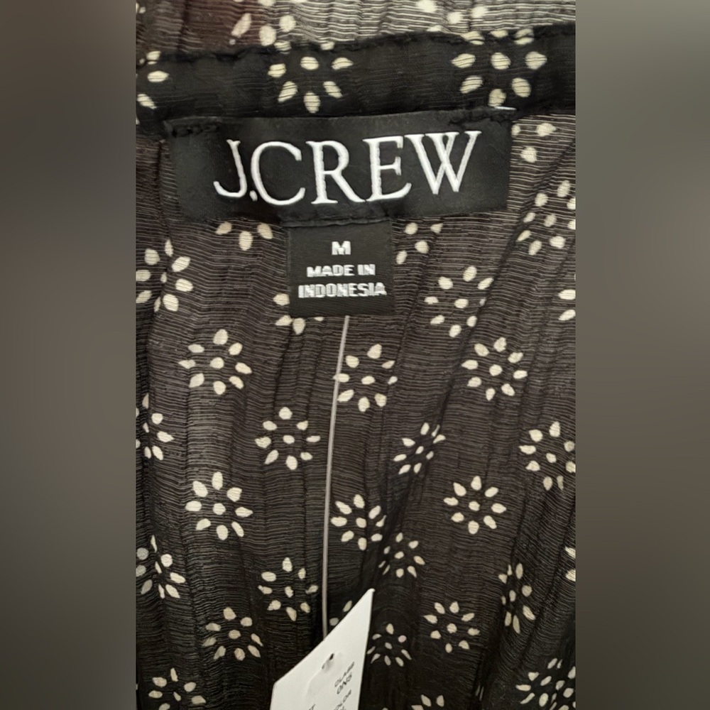 NWT - J. Crew Women’s Crinkled Maxi Dress - Black/White Block Print - Sz M - Picture 7 of 15
